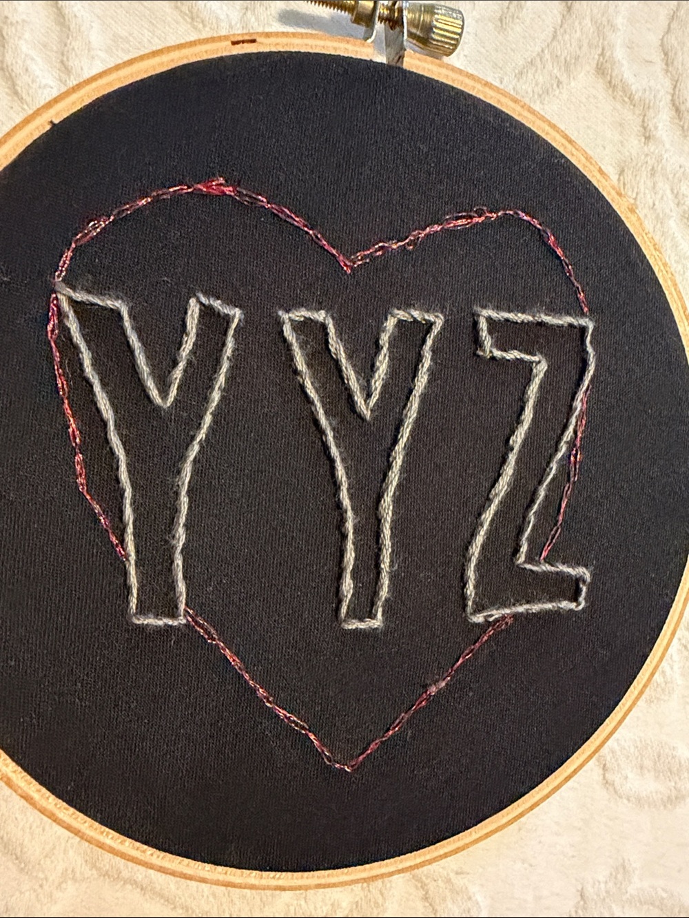 Handcrafted YYZ Embroidery Hoop Wall Art - Black with Red Accent. Starwars, YYZ - Picture 7 of 7